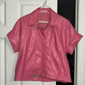 Alice + Olivia Pink Leather Top